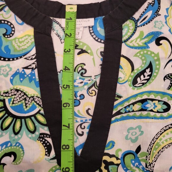 Womens size 22 Paisley Print Blouse with Black Trim - Picture 3 of 10